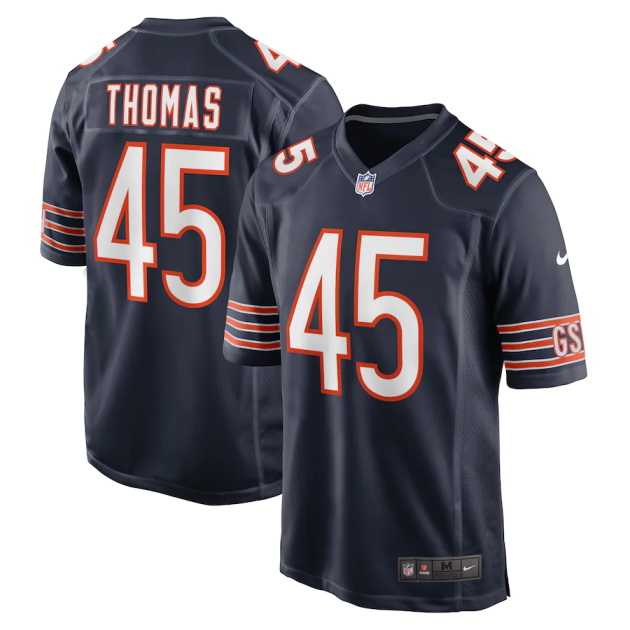 mens nike joe thomas navy chicago bears game player jersey